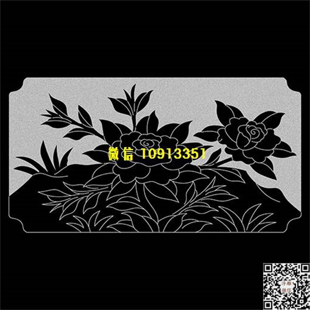 精雕图235牡丹花栏板精雕图线雕图线条图单线铣底图_电脑雕刻plt文泰矢量图精雕图浮雕图